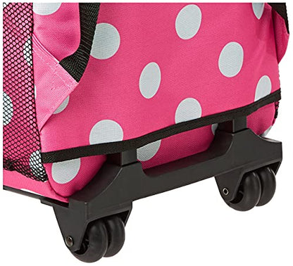 Rockland Double Handle 17" Rolling Backpack, Pink Dot - color: Pink Dot, size: One Size