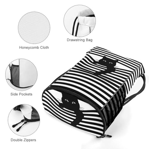 Cat Drawstring Backpack Gym Bag With Shoe Compartment String Bag Sport Beach Swimming Sackpack For Women Men - color: Cat