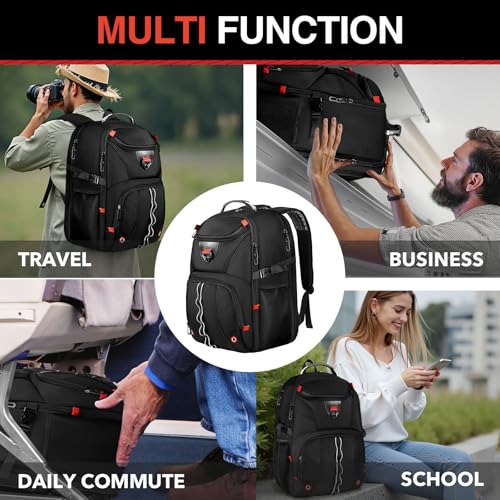 Z-MGKISS Extra Large Travel Laptop Backpack,XXXL Gaming Backpack, 18.4 inch TSA Friendly College Daypack Big Capacity Heavy Duty Business Suitcase Daypack Bag Port for Men/Women-Black - color: Black-2