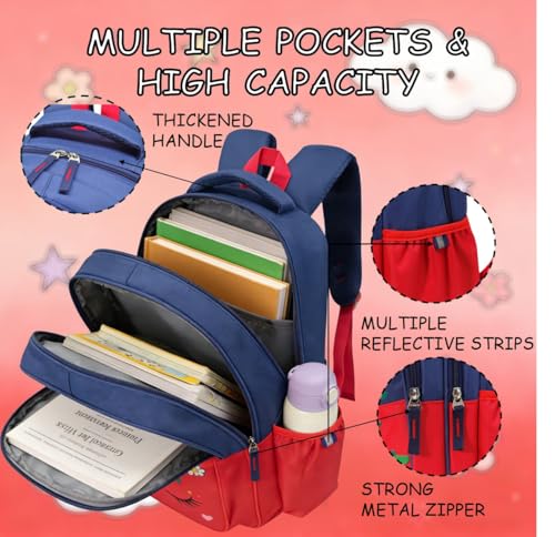 15 inch Primary School Kindergarten Schoolbag Leisure Cool Cute Cartoon Travel Backpack For Boys Girls Ages 6-10 Use - color: Dinosaur Red-2, size: Large