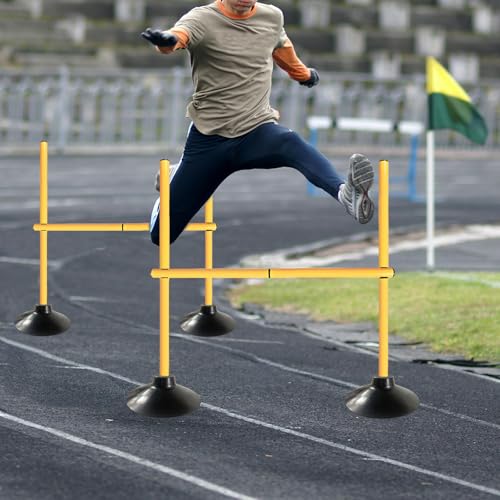 TNZMART 3.3 FT Agility Poles Adjustable Hurdles for Soccer Football Speed Training Equipment Track and Field - color: Yellow, style: 6 groups