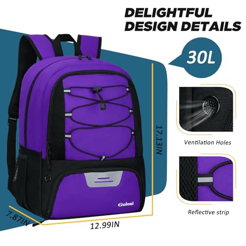 Goloni Soccer Bag, Basketball Bag with Ball Compartment & Shoe Compartment,Large Soccer Backpack for Basketball,Gym，Football - color: Purple