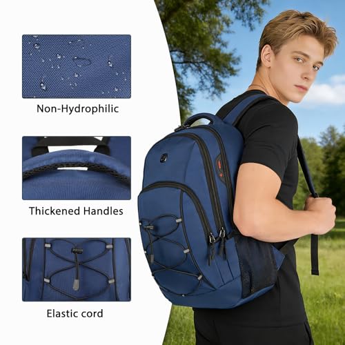 Goloni Laptop Backpack for Men Women, 17 Inch Travel Backpack with USB Charging Port, Water Resistant Lightweight Backpack with Compartments, 30L Casual Daypack,Blue - color: Blue