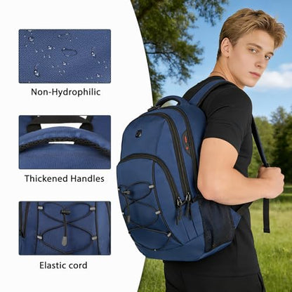 Goloni Laptop Backpack for Men Women, 17 Inch Travel Backpack with USB Charging Port, Water Resistant Lightweight Backpack with Compartments, 30L Casual Daypack,Blue - color: Blue