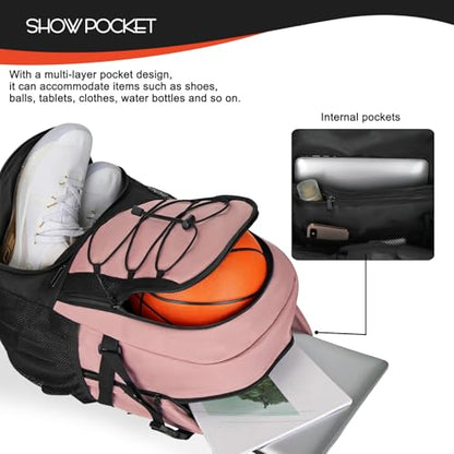 Goloni 40L Basketball Bag,Large Basketball Backpack with Ball Compartment & Shoe Compartment,Backpack for Soccer,Volleyball - color: Pink