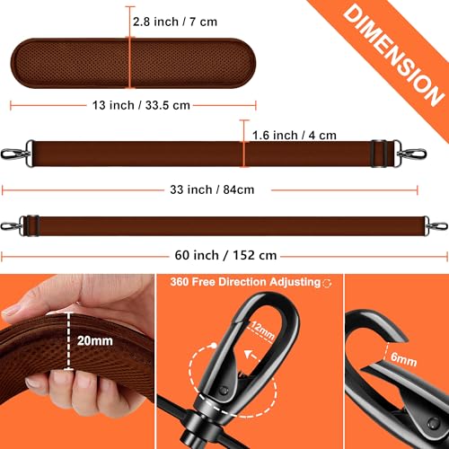 ZINZ 60 Inch Shoulder Strap with Removable Ultra-Thick Pad, Adjustable Buckles Shoulder Crossbody Strap for Luggage Bag - color: Coffee