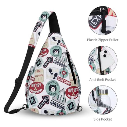 HUA ANGEL Crossbody Sling Bag for Men & Women Lightweight Waterproof Chest Shoulder Bag for Travel Hiking & Everyday Use - color: W-bear