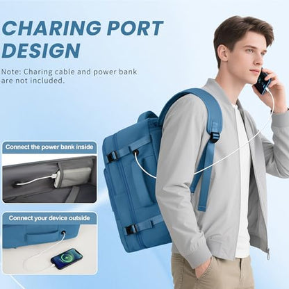 Sinaliy Travel Backpack, Carry on Flight Approved Backpack with Multi-Pockets, TSA Waterproof 17.3inch Laptop Backpack, Personal Item Travel Bag for Men Women, Deep Blue - color: Deep Blue, size: X-Large
