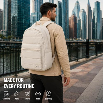 Reebok Backpack - Multipurpose Lightweight Carry On Everyday Laptop Gym Travel Commuter Backpack, Skyler Pumice Stone - color: Skyler Pumice Stone