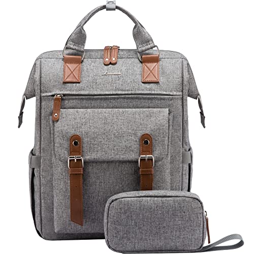 LOVEVOOK Laptop Backpack for Women Work Travel Commuter Teacher Backpack Business Computer Bag Doctor Nurse Bags College Backpack Purse, 17 Inch, Grey-brown - color: Grey-brown, size: 17.3 Inch