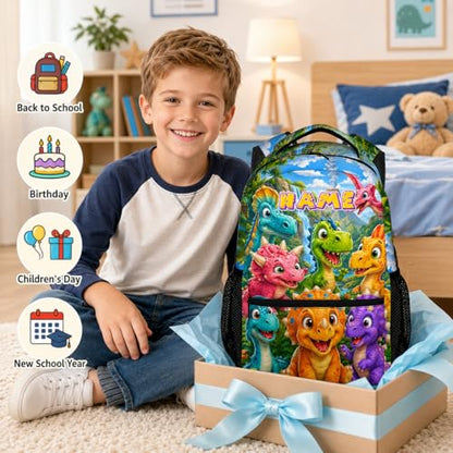 Dinosaur Backpack for Kids Toddlers Personalized Bookbag for Boys Girls School Travel Picnic, Cute Fun Schoolbag for Kindergarten Preschool Elementary - color: Purple