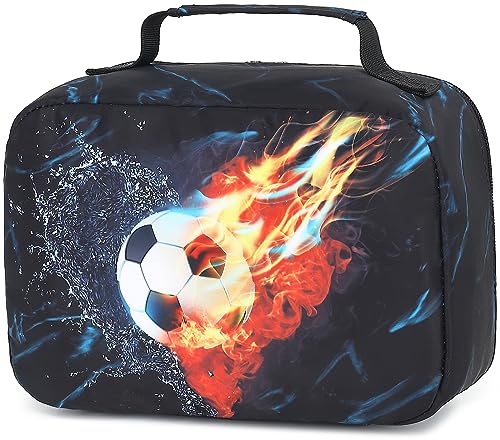 LEDAOU Lunch Bag Kids Insulated Lunch Box Boys Girls Insulated Reusable Lunch Bag for School Picnic Hiking (Soccer) - color: Soccer