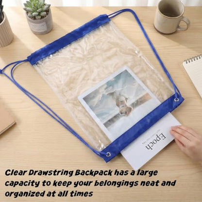 2PCS Clear Drawstring Backpack,Waterproof Clear Drawstring Bags - color: Blue