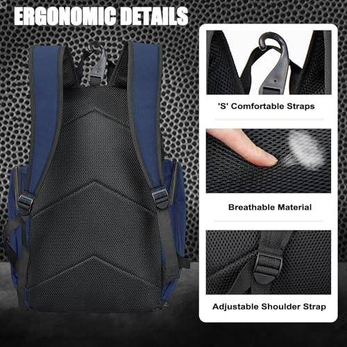 LARIPOP Basketball Backpack with Ball & Ventilated Shoe Compartment Insulated Pockets for Men Training - color: blue