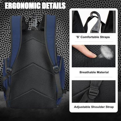 LARIPOP Basketball Backpack with Ball & Ventilated Shoe Compartment Insulated Pockets for Men Training - color: blue