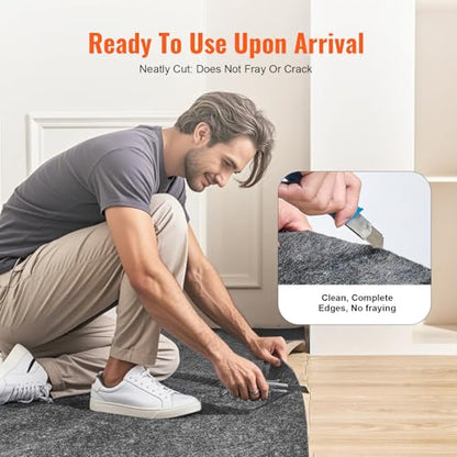 VEVOR 2' x 8' Non-Slip Rug Pad Gripper - 1/4" Thick Polyester Felt & Latex Backing Padding Cushion for Area Carpet Runner Hardwood Floors Living Room - Grey - size: 2'1" x 7'11" (Rectangular)