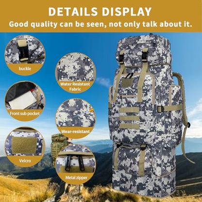 Hiking Backpack, 100L Large Camping Backpack, Expandable Waterproof MOLLE Rucksack, Outdoor Sport Travel Daypack Military Tactical Back pack for Men Women (Camouflage) - color: 100l Camo