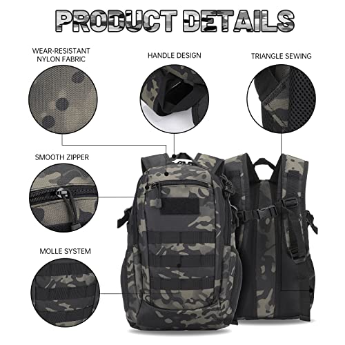 HUNTVP 20L Tactical Backpack Military MOLLE Backpack Daypack Rucksack Gear Tactical Assault Pack Bag for Hunting Camping Trekking (20L-Camo) - color: Camo, size: 20L