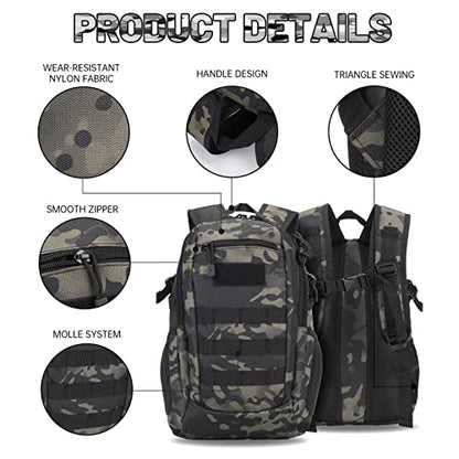 HUNTVP 20L Tactical Backpack Military MOLLE Backpack Daypack Rucksack Gear Tactical Assault Pack Bag for Hunting Camping Trekking (20L-Camo) - color: Camo, size: 20L