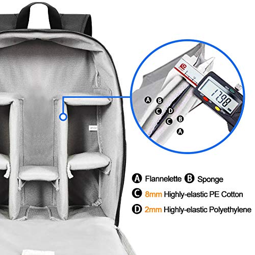 CADeN Camera Backpack Bag Professional for DSLR/SLR Mirrorless Camera Waterproof, Camera Case Compatible for Sony Canon Nikon - color: Black, style: 2.0 Small