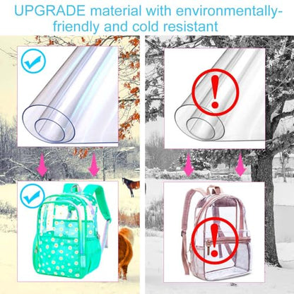 gxtvo 3PCS Clear Bookbag Heavy-Duty Set for Women & Teen Girls, 17" Green Transparent Backpack with Rainbow Strap, Cute Chrysanthemum See Through School Bag - color: Green Chrysanthemum Clear Backpack Set