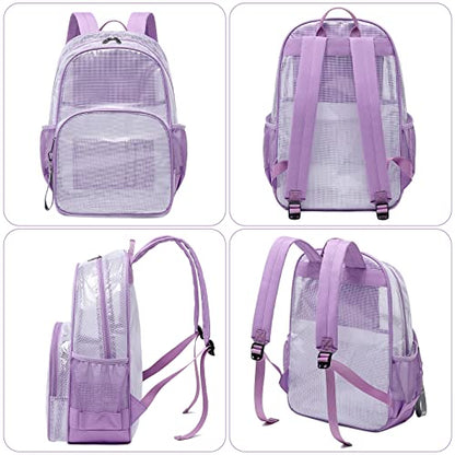 mygreen Heavy Duty Clear Bookbag Durable Plastic Transparent Clear Backpack for School Work Boy Men (Sky Blue, Large) - color: Sky Blue