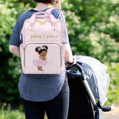 Personalized Afro Princess Diaper Bag Backpack for Mom Custom Name Nappy Bag Casual Travel Daypack Customized Newborn Gift Pink - color: 230112-11