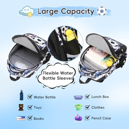 Cusangel Backpack for Boys Girls School Bookbags,Kindergarten Elementary Middle School Lightweight Waterproof Multifunctional Large Capacity for Backpack (16 inch Soccer Fun Prints) - color: Black Soccer 16in