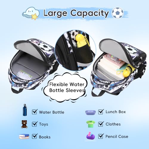 Cusangel Backpack for Boys Girls School Bookbags,Kindergarten Elementary Middle School Lightweight Waterproof Multifunctional Large Capacity for Backpack (16 inch Soccer Fun Prints) - color: Black Soccer 16in