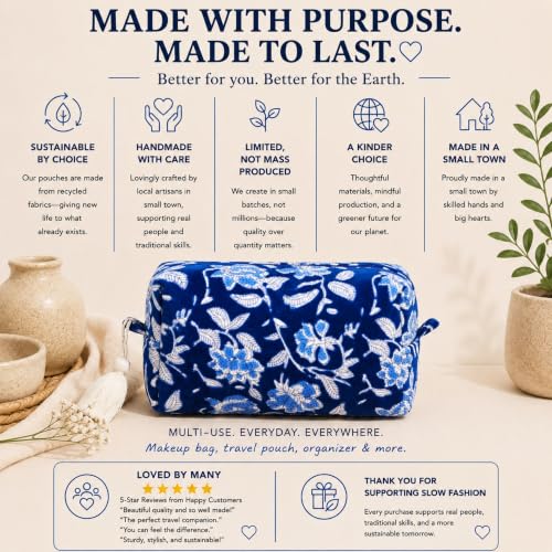 Huar Travel Makeup Bag- Large Capacity Cosmetic Bags for Women - color: Velvet Blue