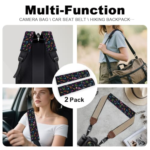 2Pcs Soft Auto Seat Belt Cover Pads, Music Note Car Seatbelt Shoulder Cushion for Comfortable Driving, Compatible with All Cars' Seatbelt and Backpack Straps 11x2.4inch - color: Music Note