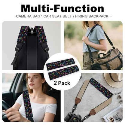 2Pcs Soft Auto Seat Belt Cover Pads, Music Note Car Seatbelt Shoulder Cushion for Comfortable Driving, Compatible with All Cars' Seatbelt and Backpack Straps 11x2.4inch - color: Music Note