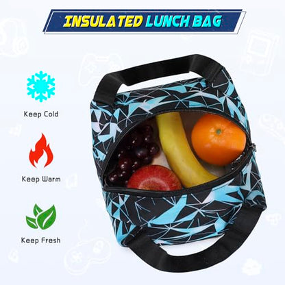 Scothen Boys Backpack, Cool Luminous School Backpack with Lunch Bag Pencil Case, Kids Backpack Kindergarten Elementary Middle School Book Bags for Teen Boys Children with USB Charging Port - color: Blue Graffiti