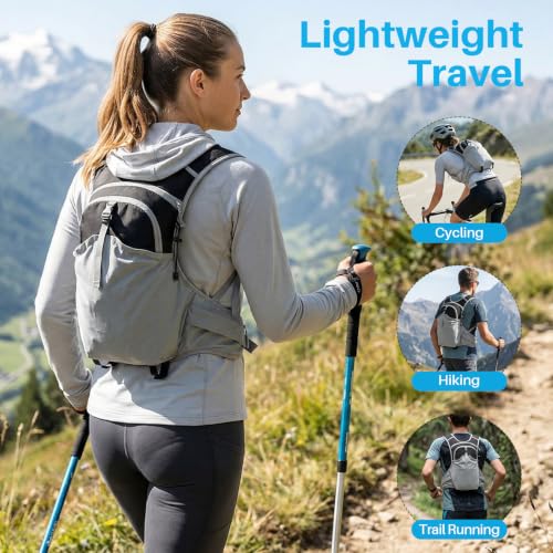ShowyLive Lightweight Travel Backpack, Small Hiking Backpack Breathable for Cycling Trail Running Hiking - color: Black, size: 10L