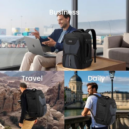 LOVEVOOK Travel Carry on Backpack for Men Women,Expandable 40L Extra Large Travel Laptop Backpack,Water Resistant Durable TSA Airline Approved Business College Carry on Bag Fit 17 Inch Computer,3 Pcs - color: Black-grey, size: 40L-3Pcs