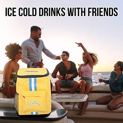 FOCO LA Chargers Cooler Backpack – Portable Soft Sided Ice Chest – Insulated Bag Holds 36 Cans - Football Gear – Show Your Team Spirit with Officially Licensed Fan Gear
