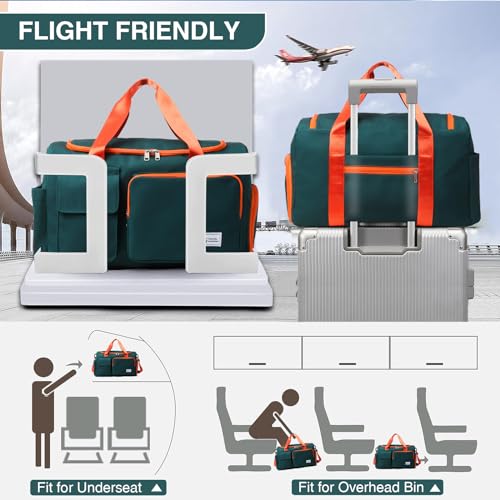 Small Gym Bag for Women, Travel Duffle Bag Carry On Weekender Bag with Shoe Compartment - color: 36#Green Orange, style: Gym Bag&toiletry Bag
