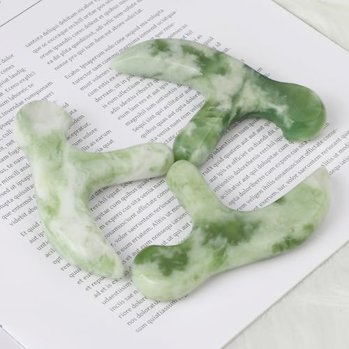 2Pcs Trigger Point Massage Tool, Deep Tissue Reflexology Acupressure, Jade Massage Tools, for Full Body Relaxing Myofascial Release Pain Relief, Natural Real Jade SPA - color: 2pcs Jade