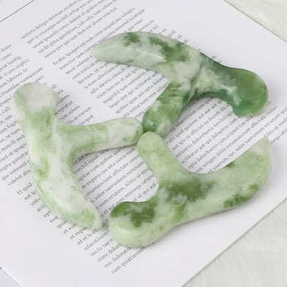 2Pcs Trigger Point Massage Tool, Deep Tissue Reflexology Acupressure, Jade Massage Tools, for Full Body Relaxing Myofascial Release Pain Relief, Natural Real Jade SPA - color: 2pcs Jade