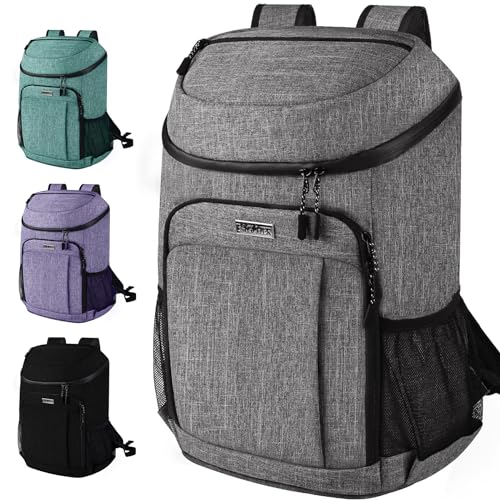 BAGLHER Lightweight Insulated Cooler Backpack - 30 Cans, Leak-Proof for Lunch, Picnic, Hiking, Camping Trips - color: grey-plus