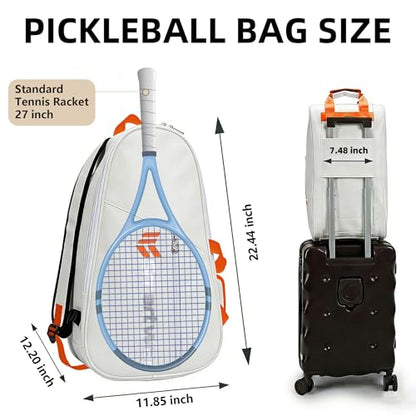 Smartway Tennis Bag for Men Women, 6 Rackets Large Racquet Bag with Shoe Compartment & Insulated Pocket, Waterproof Gym Backpack & Sports Duffel for Pickleball, Training and Daily Use - color: White