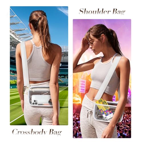 Clear Bag Stadium Approved, Clear Crossbody Bag Purses for women for Concert, Sports, Festivals - color: White
