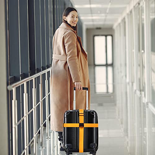 Luggage Straps for Suitcases TSA Approved Travel Belt 4 Pack by Chelmon (Yellow) - color: Yellow