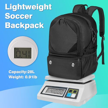 Soccer Bag, Lightweight Soccer backpack with Ball Compartment & Shoe Compartment for Basketball Volleyball & Football, Large and Water Resistant Sports Backpack for Son Daughter Men Women Black &Pink