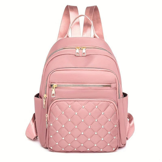 Women Casual Backpack: Multi-Pocket, Large-Capacity, Fashionable & Wear-Resistant - Ideal for Daily Commuting & Travel-Pink - color: Pink