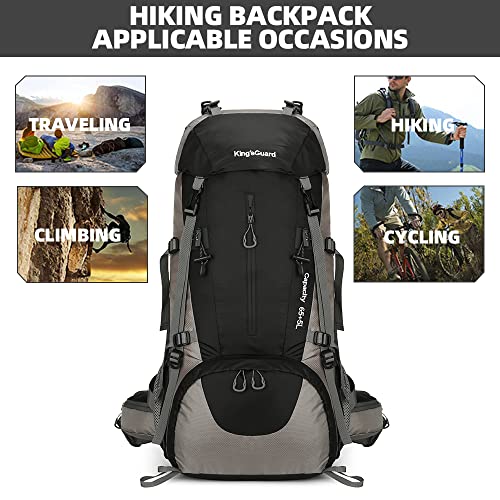 70L Camping Hiking Backpack with Rain Cover Waterproof Backpacking Backpack for Hiking Treeking Climbing Outdoor - color: Black