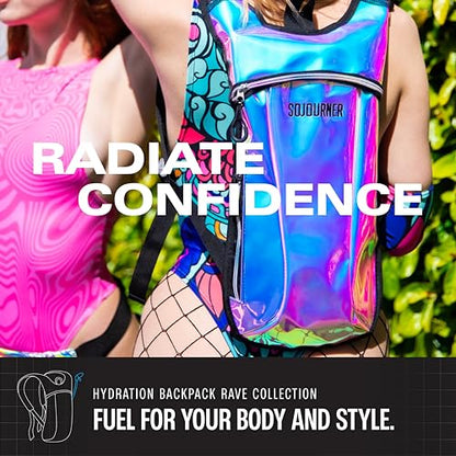 Sojourner Rave Hydration Pack - Hydration Backpack - Hydropack with 2L Bladder - Water Backpack for Festivals, Hiking, Running, Biking and More - color: Black Solid