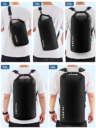 HEETA Waterproof Dry Bag Backpack with Emergency Whistle 5L/10L/20L/30L/40L - color: Black, size: 10L