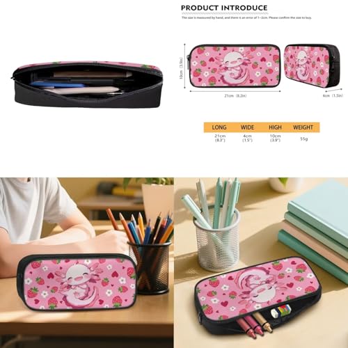 Strawberry Axolotl Backpack for Girls Kids Backpack with Lunch Box Pencil Case and Water Bottle Pouch 4PCS Set Cute Backpacks for Teen Girls Bookbag for Elementary Back to School Supplies - color: Axolotl Strawberry