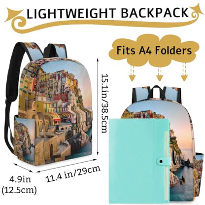 QsirBC City Fun Pattern Small Travel Backpack Casual Daypack Backpacks Lightweight Waterproof College Bookbags for Women Gift